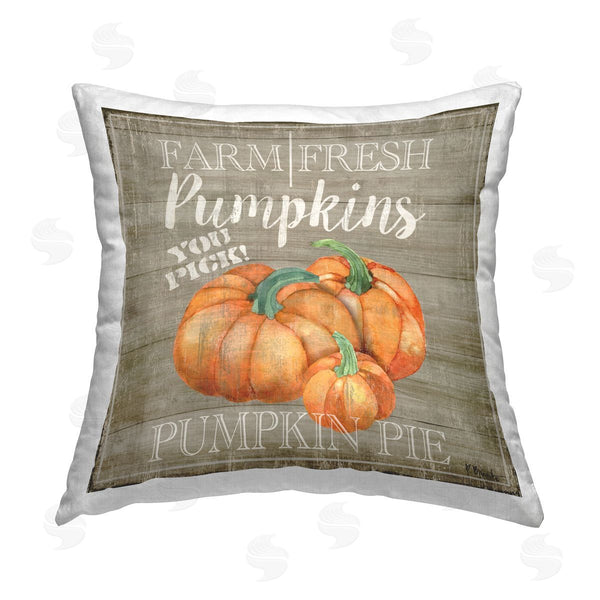 stupell industries Paul Brent | Rustic Patterned Pumpkins Printed Throw Pillow