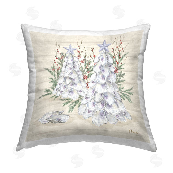 stupell industries Paul Brent | Seashells & Holly Trees Printed Throw Pillow