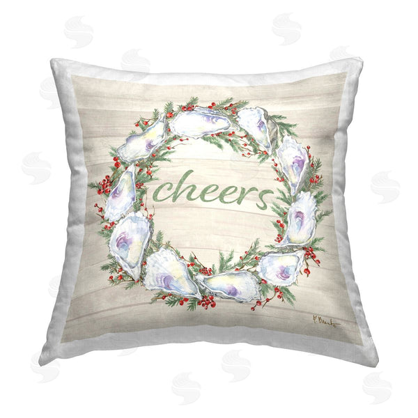 stupell industries Paul Brent | Shells & Holly Cheers Printed Throw Pillow