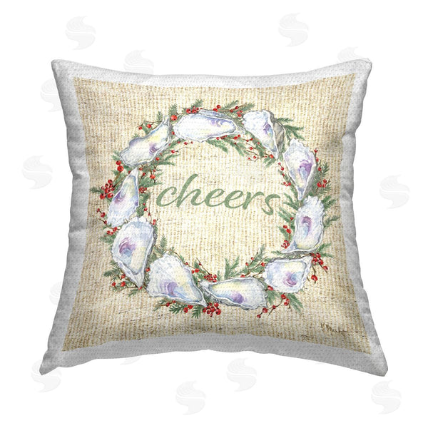 Stupell Industries Paul Brent | Shells & Holly Wreath Printed Throw Pillow