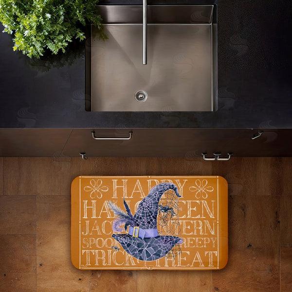 Stupell Industries Paul Brent | Witchy Hat & Spooky Phrases Anti-Fatigue Mat