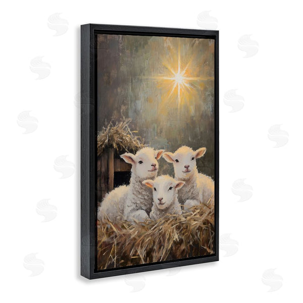 Stupell Industries Petal Prints Design | Festive Lambs In Stable Wall Art