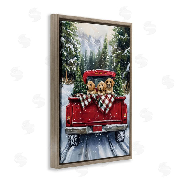 Stupell Industries Petal Prints Design | Golden Pups Christmas Truck Wall Art