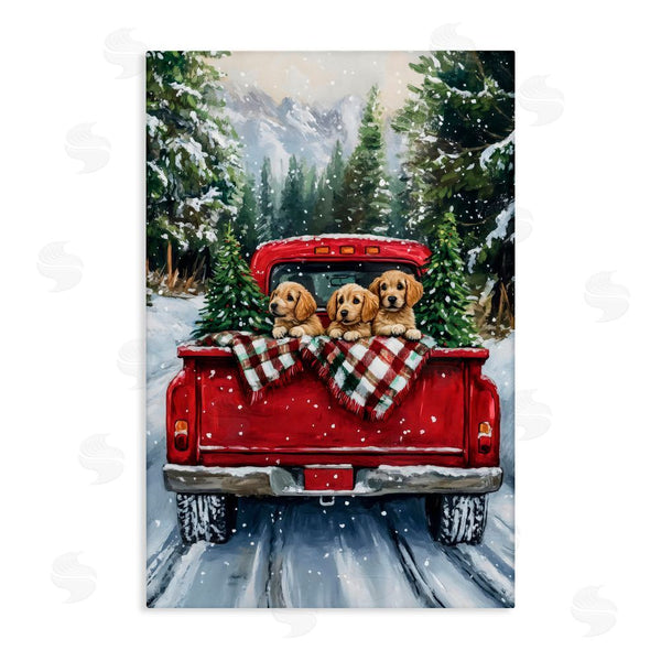 stupell industries Petal Prints Design | Golden Pups Christmas Truck Wall Art