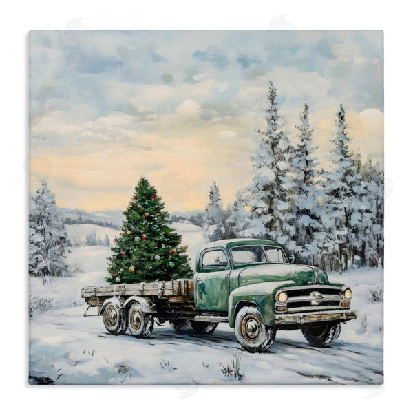 stupell industries Petal Prints Design | Green Christmas Tree Truck Wall Art