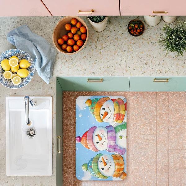 Stupell Industries Petal Prints Design | Happy Snowmen Trio Anti-Fatigue Mat