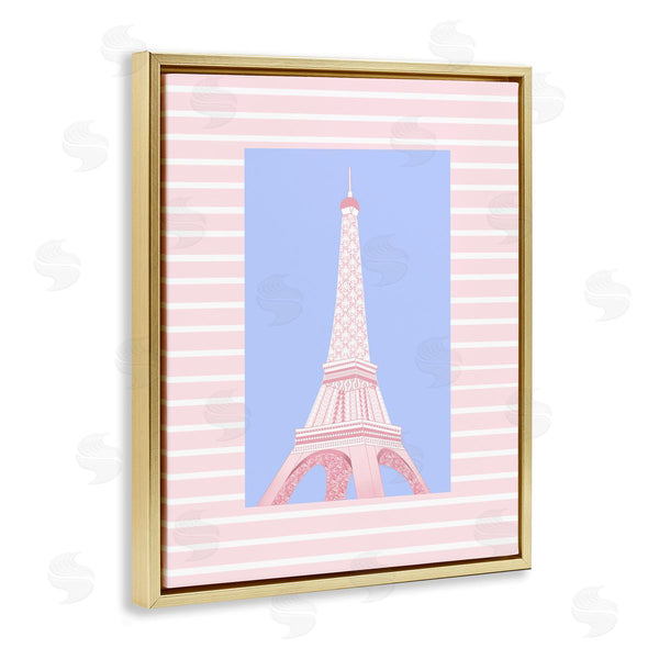 Stupell Industries Pooja Dave | Eiffel Tower Over Pink Stripes