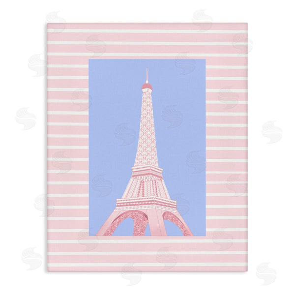 stupell industries Pooja Dave | Eiffel Tower over Pink Stripes