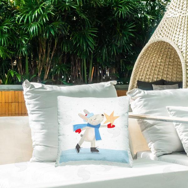 Stupell Industries Rachel Nieman | Ice Skating Bunny With Star Printed Throw Pillow