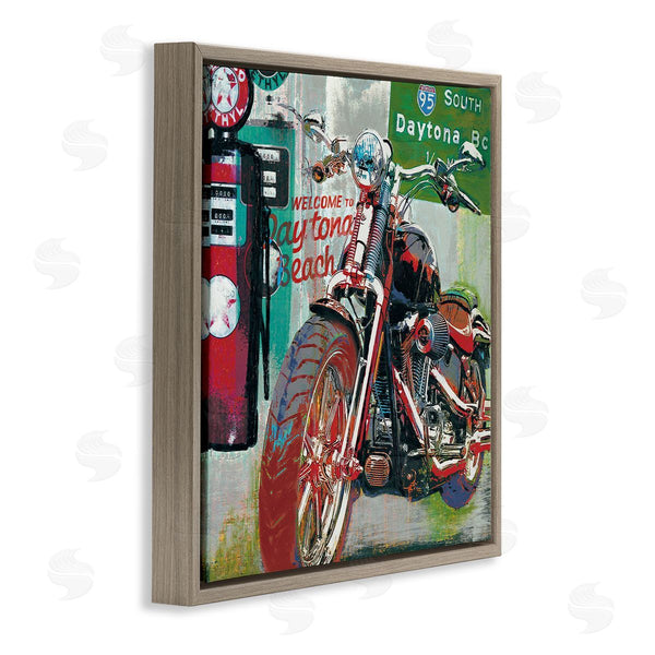 Stupell Industries Ray Foster | Motorcycle Gas Station Pop Art