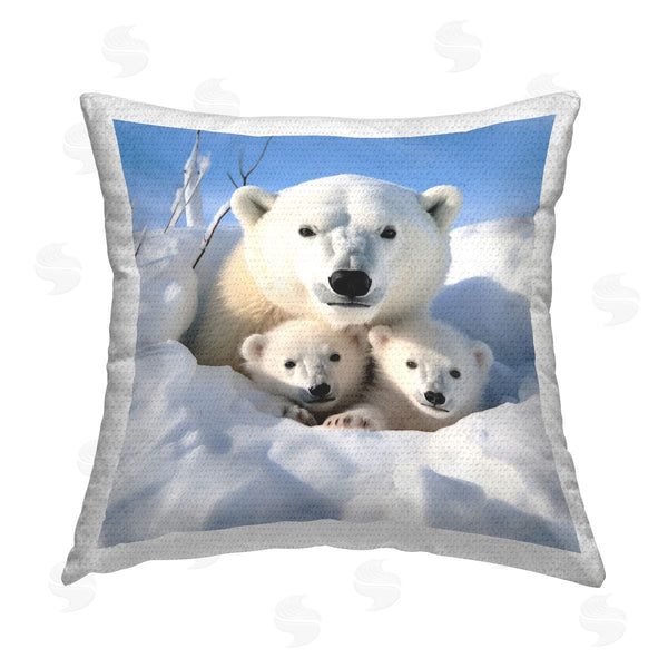 Stupell Industries Ray Powers | Polar Bear Cubs In Snow Printed Throw Pillow