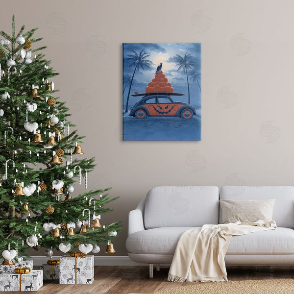 Stupell Industries Richard Courtney | Spooky Tropical Beach Pumpkin Car Wall Art