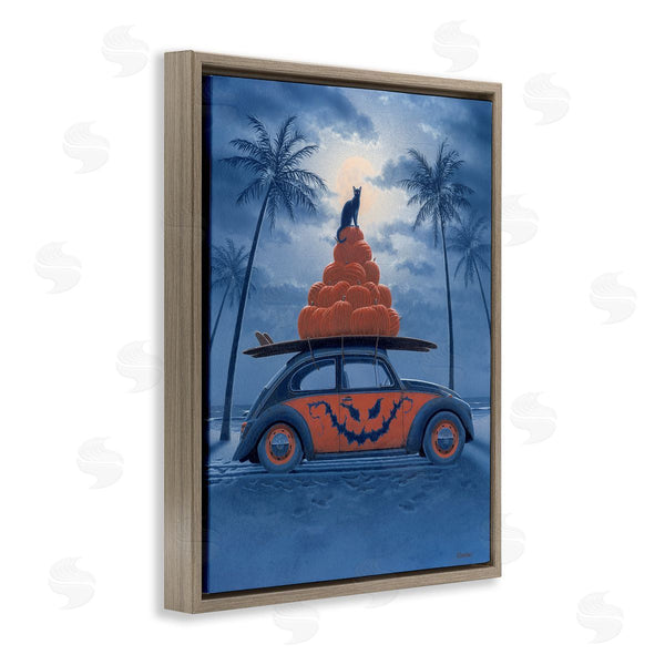 Stupell Industries Richard Courtney | Spooky Tropical Beach Pumpkin Car Wall Art