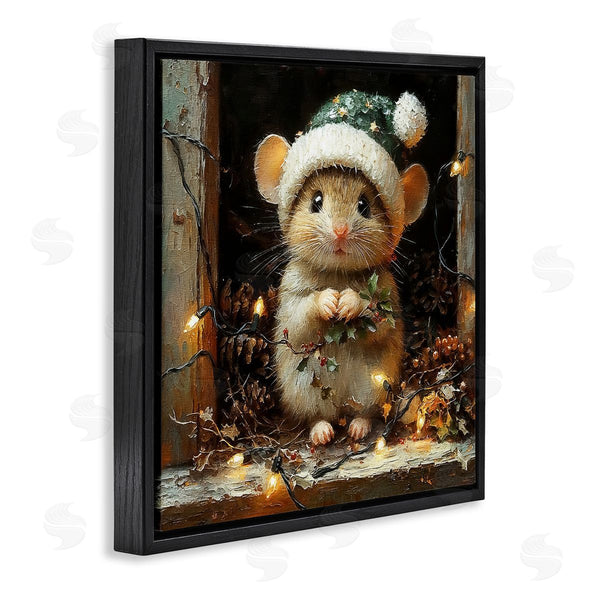 Stupell Industries Riley B | Barn Mouse With Christmas Lights