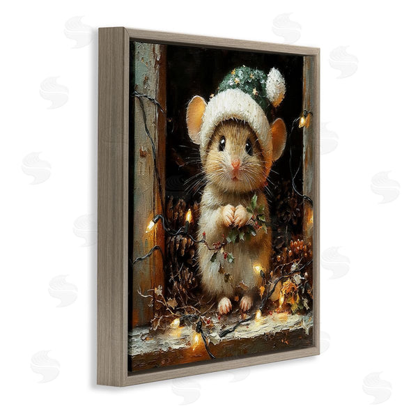 Stupell Industries Riley B | Barn Mouse With Christmas Lights