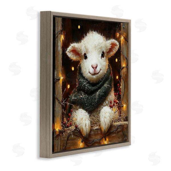 Stupell Industries Riley B | Festive Lamb With Holiday Lights