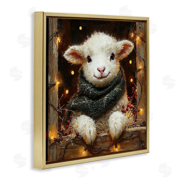 Stupell Industries Riley B | Festive Lamb With Holiday Lights