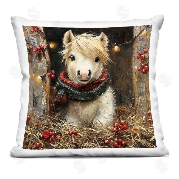 stupell industries Riley B | Horse Foal with Holly & Lights Printed Throw Pillow