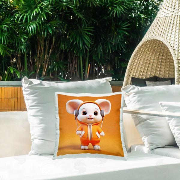 Stupell Industries Roozbeh | White Mouse With Headphones Printed Throw Pillow