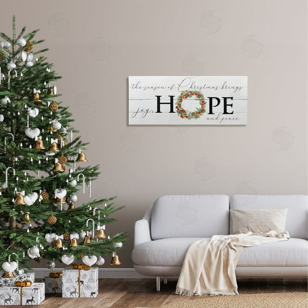 Stupell Industries Sally Swatland | Joy Hope & Peace Christmas Wreath Wall Art