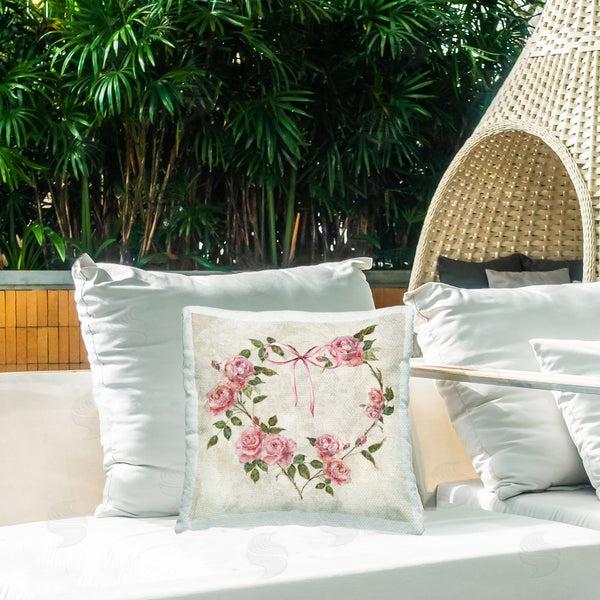 Stupell Industries Sally Swatland | Rose Heart Wreath Printed Throw Pillow