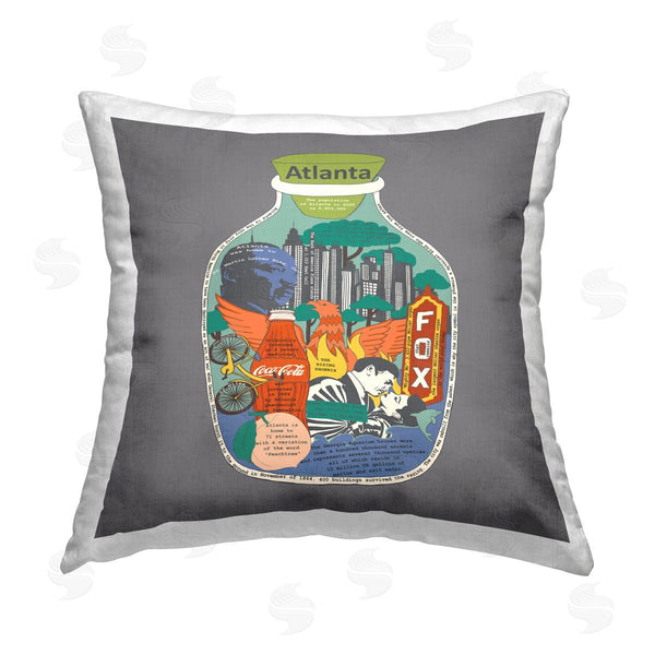 stupell industries Sangita Bachelet | Atlanta Landmarks Educational Facts Printed Throw Pillow
