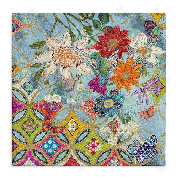 stupell industries Sangita Bachelet | Circular Arabesque Pattern Floral Hummingbird