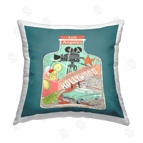 stupell industries Sangita Bachelet | Los Angeles Hollywood Landmarks Printed Throw Pillow