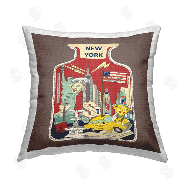 Stupell Industries Sangita Bachelet | New York City Urban Landmark Facts Printed Throw Pillow
