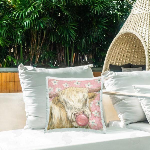 Stupell Industries Sara G. Designs | Bubblegum Cutie Cattle Throw Pillow