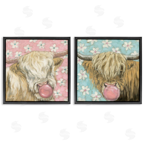 Stupell Industries Sara G. Designs | Cute Bubblegum Highland Cattles Wall Art