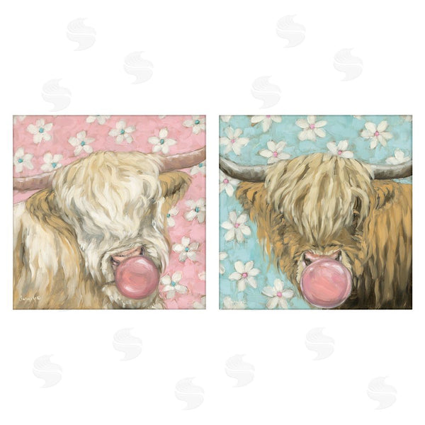 stupell industries Sara G. Designs | Cute Bubblegum Highland Cattles Wall Art
