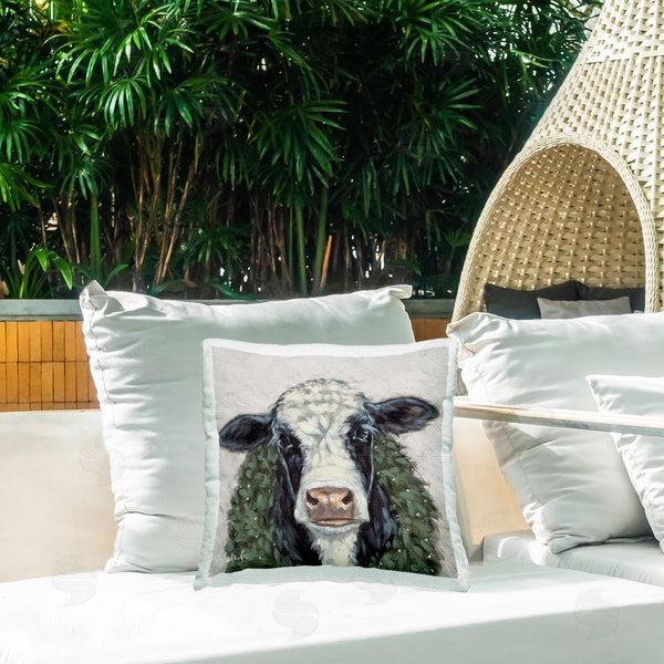 Stupell Industries Sara G. Designs | Spotted Cow With Wreath Printed Throw Pillow