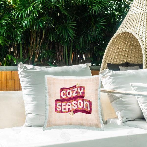 Stupell Industries Sarah Hickman | Cozy Season Scarf On Plaid Printed Throw Pillow