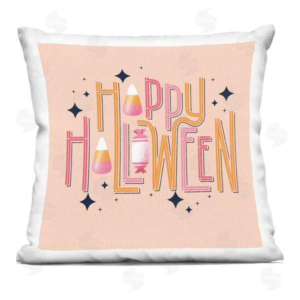 stupell industries Sarah Hickman | Happy Halloween with Candy Printed Throw Pillow