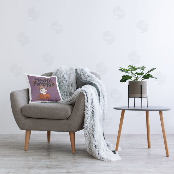 Stupell Industries Sarah Hickman | Howdy Pumpkin Western Ghost Printed Throw Pillow