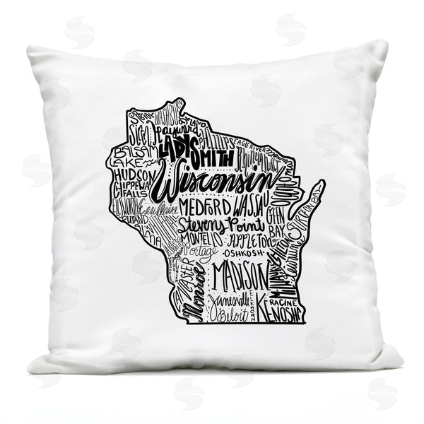 Stupell Industries Saturday Evening Post | Wisconsin State Outline Printed Throw Pillow