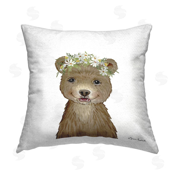 Stupell Industries Sharon Kuplack | Bear & Wildflower Crown Printed Throw Pillow