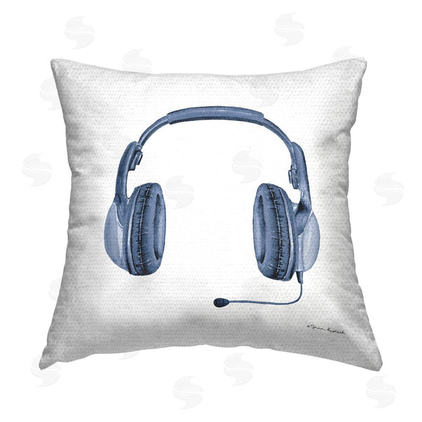 Stupell Industries Sharon Kuplack | Blue Gamer Headset Printed Throw Pillow