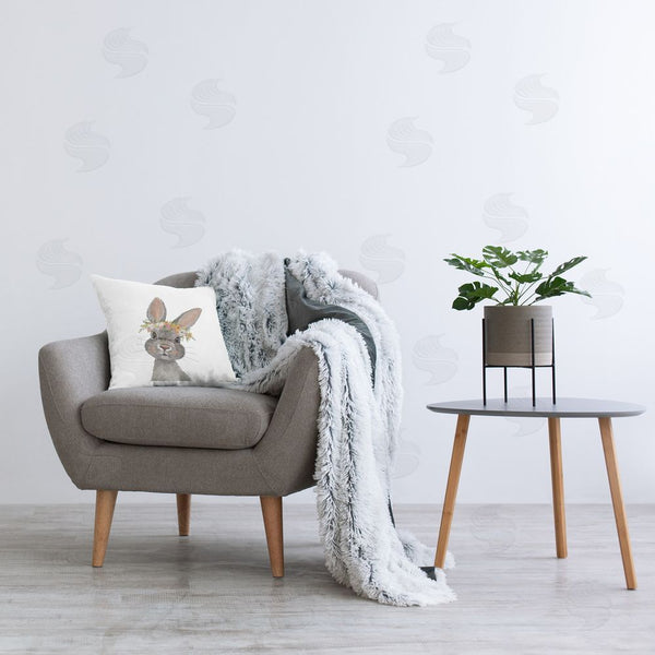 Stupell Industries Sharon Kuplack | Bunny & Wildflower Crown Printed Throw Pillow