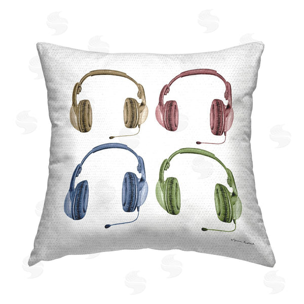 Stupell Industries Sharon Kuplack | Gaming Headsets Pattern Printed Throw Pillow
