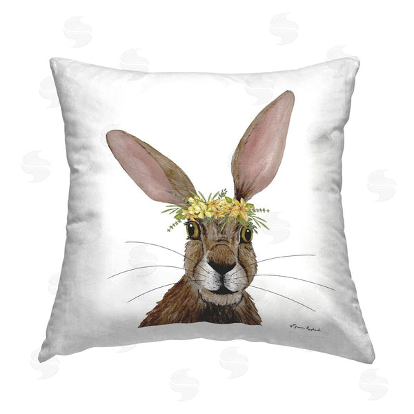 stupell industries Sharon Kuplack | Hare & Wildflower Crown Printed Throw Pillow