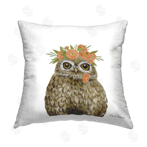 stupell industries Sharon Kuplack | Owl & Ranunculus Crown Printed Throw Pillow