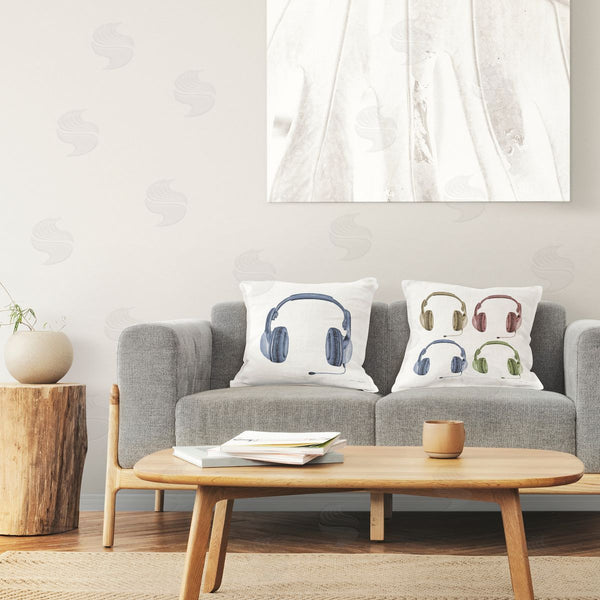 stupell industries Sharon Kuplack | Various Gamer Headsets Printed Throw Pillow Set