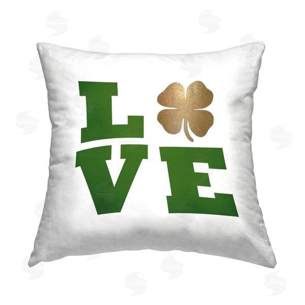 stupell industries Sheldon Lewis | Love Green Irish Shamrock Printed Throw Pillow