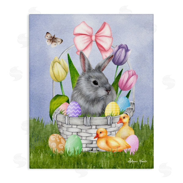 stupell industries Sheri Hart | Pastel Bunny Rabbit Basket Easter Egg Baby Chicks Wall Art