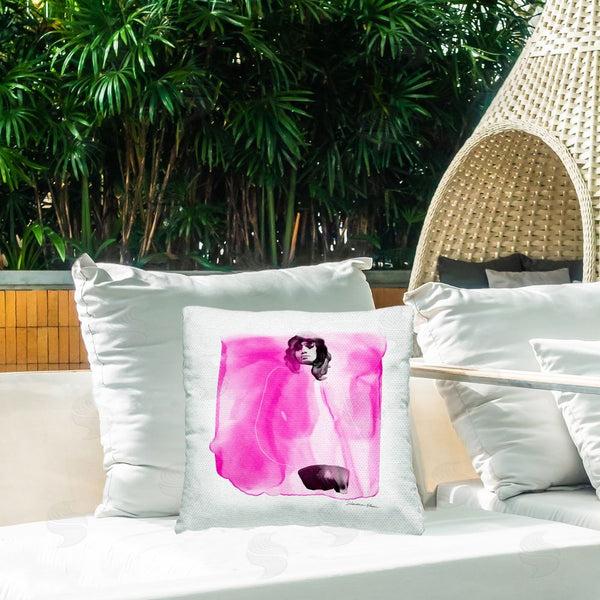 Stupell Industries Simone Elum | Essence In Pink Portrait Printed Throw Pillow
