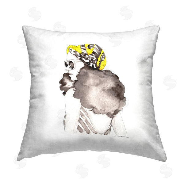 stupell industries Simone Elum | Fashion Headwrap Portrait Printed Throw Pillow