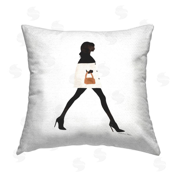 Stupell Industries Simone Elum | Fashionista Girl With Purse Printed Throw Pillow