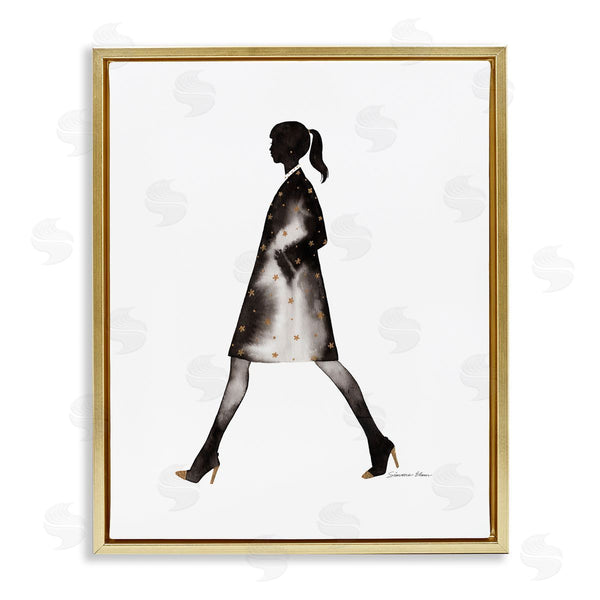 stupell industries Simone Elum | Girl In Black Coat Silhouette